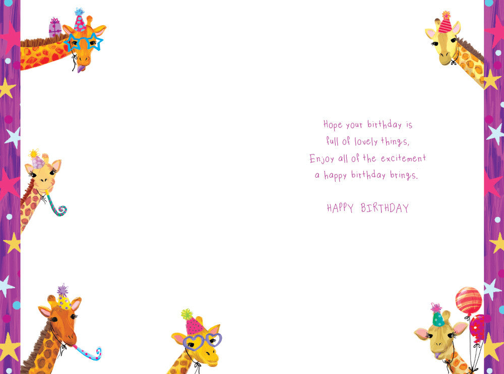Granddaughter 6th Birthday Card Age 6 Giraffes 9" x 6" Lovely Verse