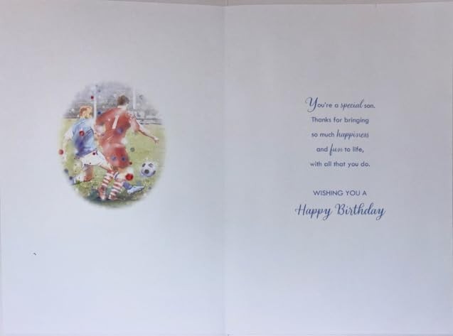 Birthday Card for Son  Football Players Design  15x23cm  Colour Insert