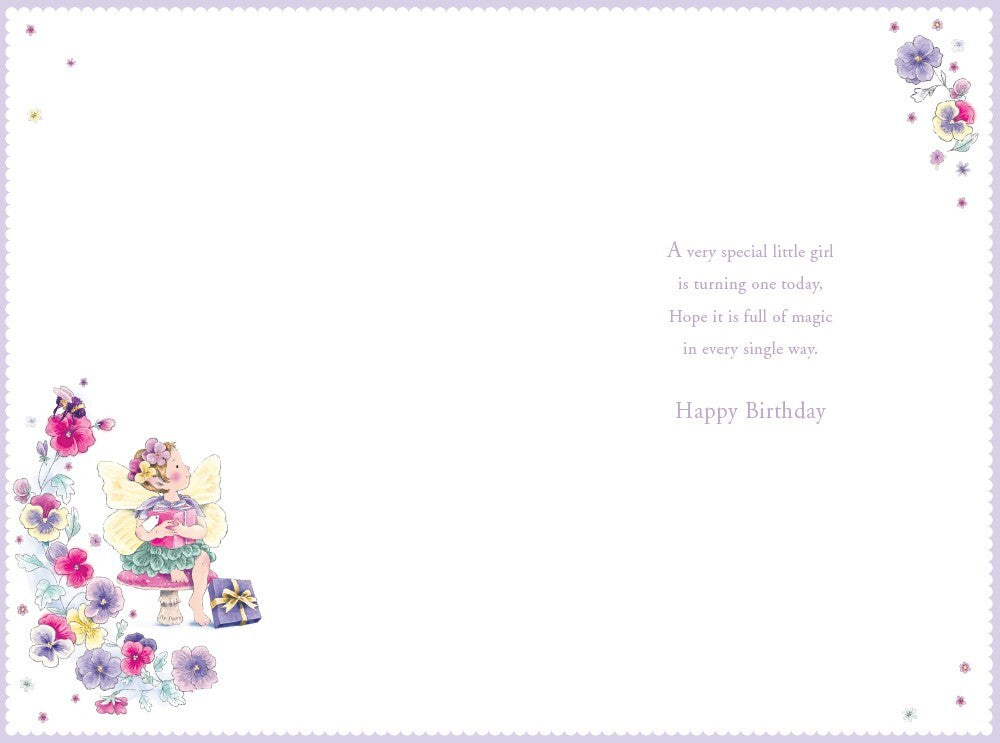 Great Granddaughter 1st Birthday Card Age 1 Pansy Fairy 9" x 6" Lovely Verse