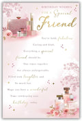 Friend Birthday Card  Glam Beauty & Rose Design  Quality Finish  15x23cm