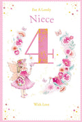 Niece 4th Birthday Card Age 4 Poppy Fairy 9" x 6" Lovely Verse