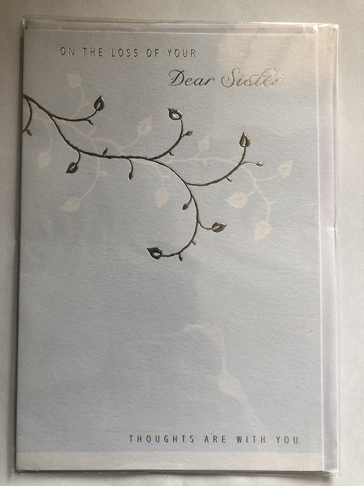 With Sympathy Condolence Card On The Loss Of Your Dear Sister Tree Branch Blue