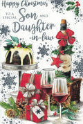 Son & Daughter In Law Christmas Card Large Traditional Xmas Design 9" X 6"
