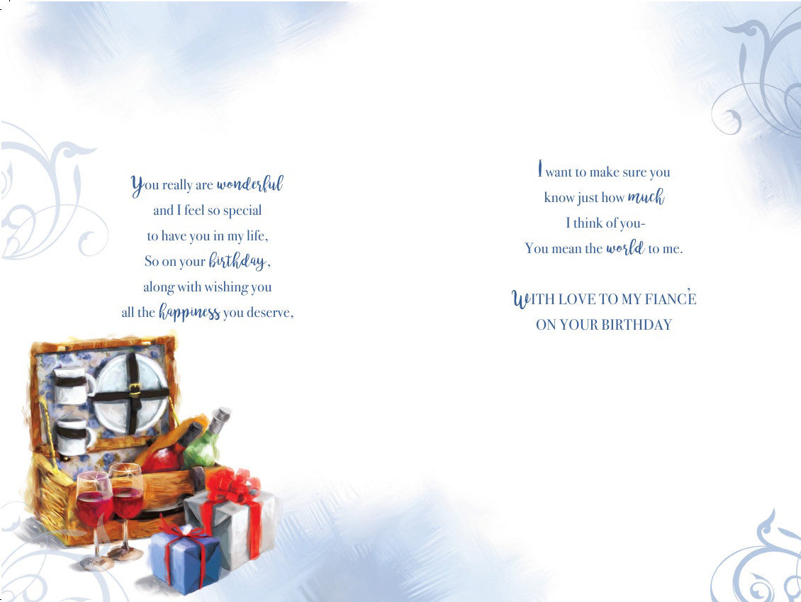 Fiance Happy Birthday Card Wine Hamper & Gifts Design Lovely Verse