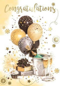 Congratulations Card 13cm x 19cm Balloons & Champagne Verse Inside