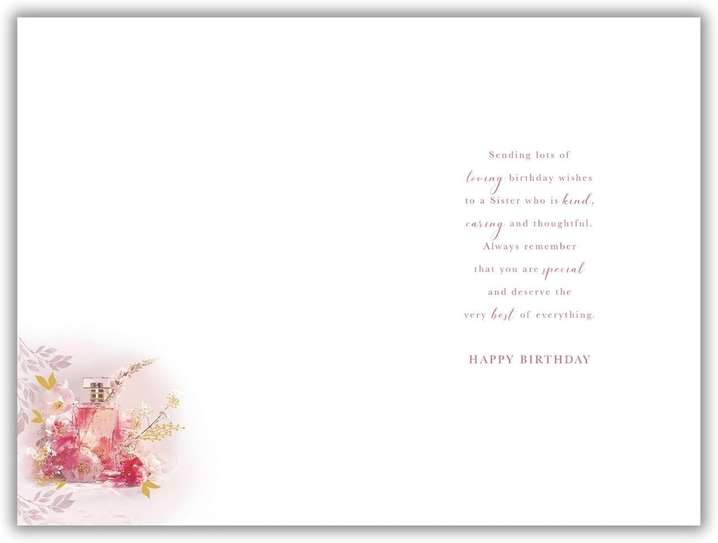 Birthday Card for Sister  Elegant Floral Design  15x23cm  Colour Insert