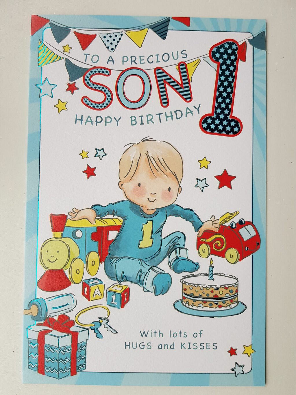 Son 1st Birthday Card Large Colouring Activity Inside Lovely Verse