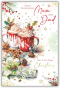 Christmas Card For Mum & Dad Large 15x23cm Festive Mugs Verse 15cm x 23cm