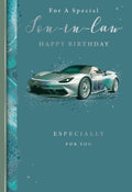 Birthday Card For Son-in-law 13x19cm Silver Sports Car Verse Inside