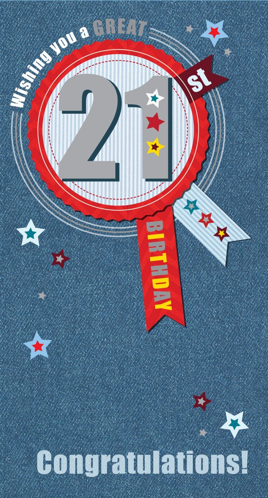 21st Happy Birthday Card Wishing You A Great Birthday Congratulations 21 Rosette