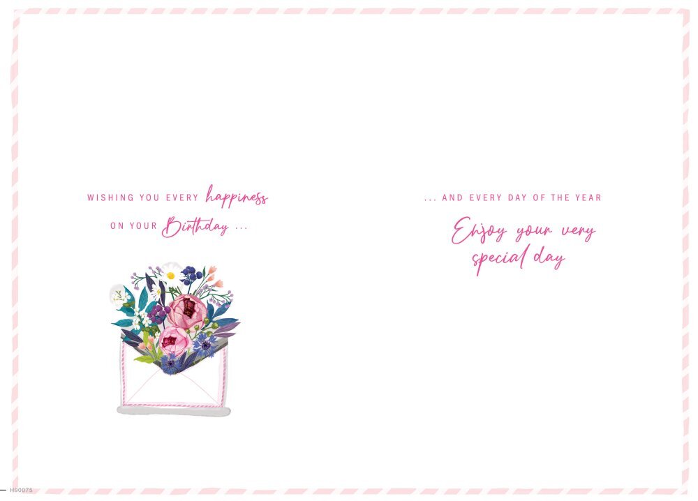 Granddaughter Birthday Card  Classic Flowers Envelope - 9 x 6 " - Foil Embossed
