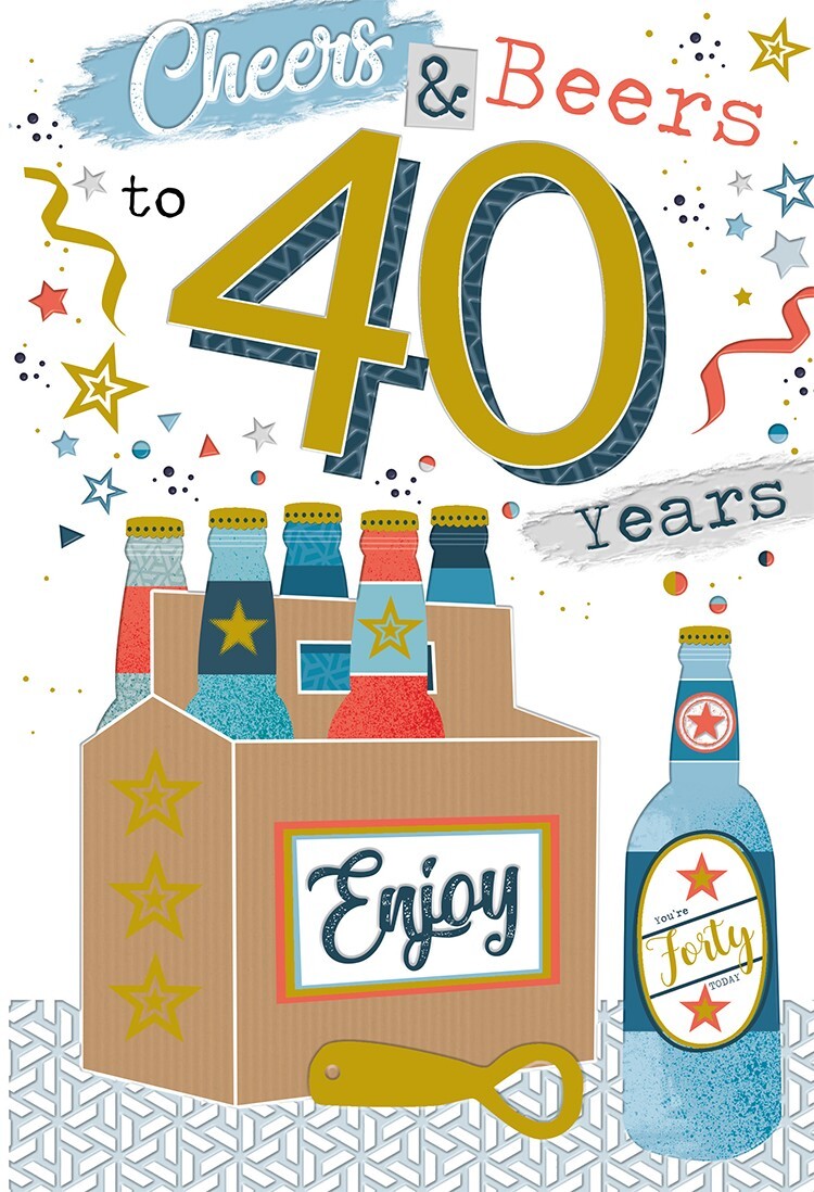 40th Happy Birthday Card Cheers & Beers to 40 Years  Beer Design