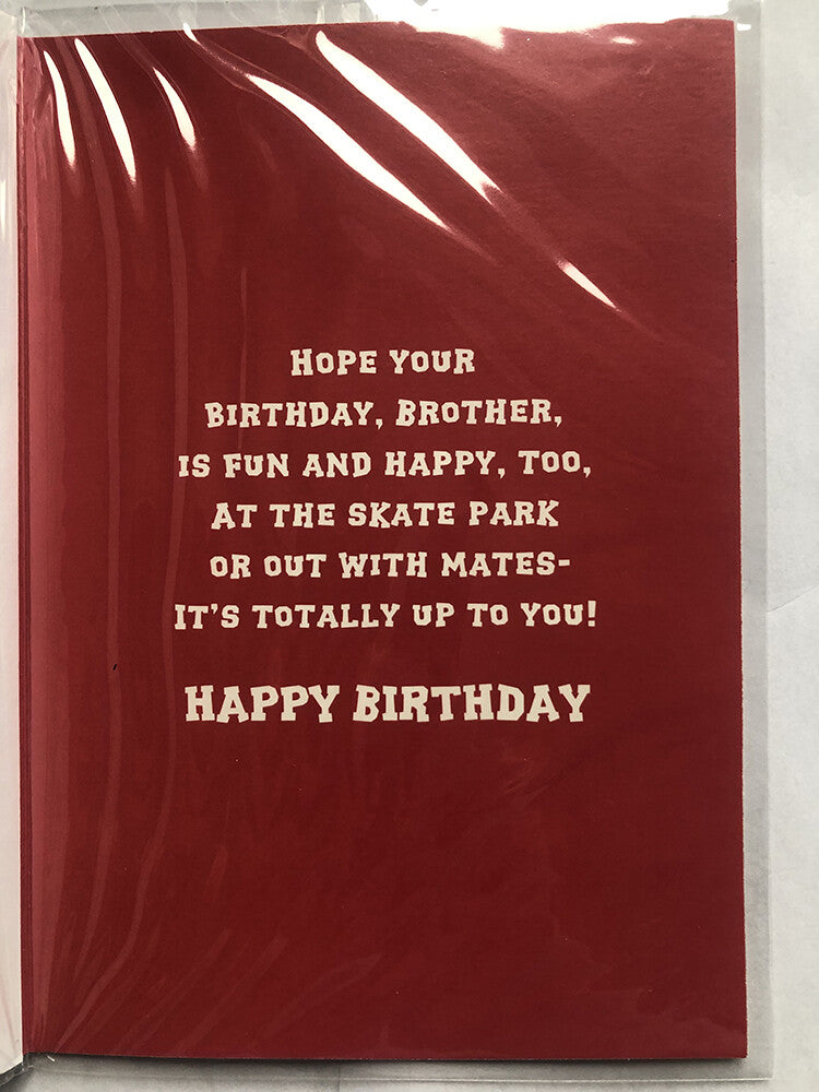 Brother Happy Birthday Card Boy Cap Skateboarding Bowl Park
