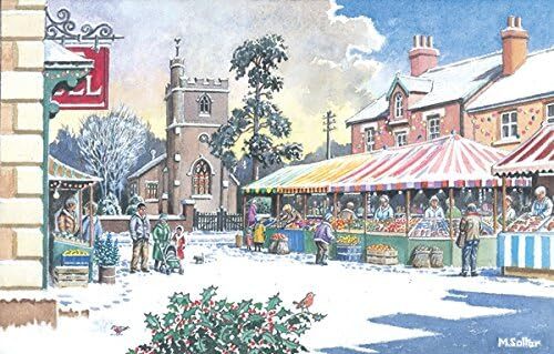Farmer's Market Countryside Scene Open Happy Christmas Card