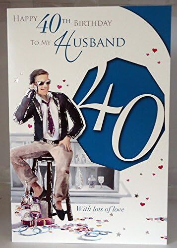 Husband 40th Birthday Card Happy Birthday Bar Red Wine Streamers