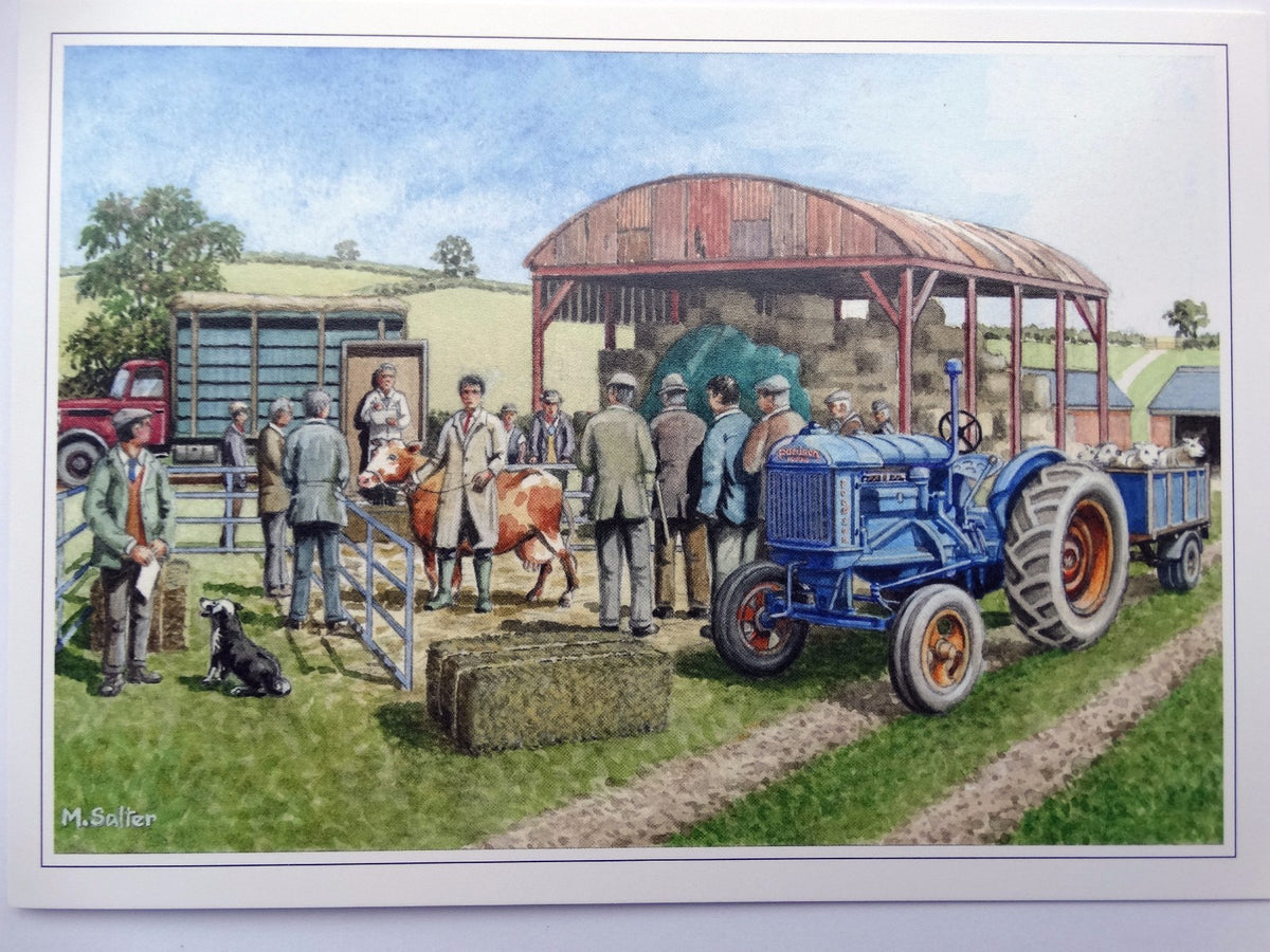 Tractor Cattle Auction Card Farm Cow Design Open Blank Birthday Card Christmas