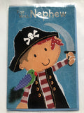Nephew Happy Birthday Card Pirate Sword Parrot