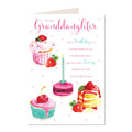 Granddaughter Happy Birthday Card Cup Cakes & Word Design Lovely Bright Modern