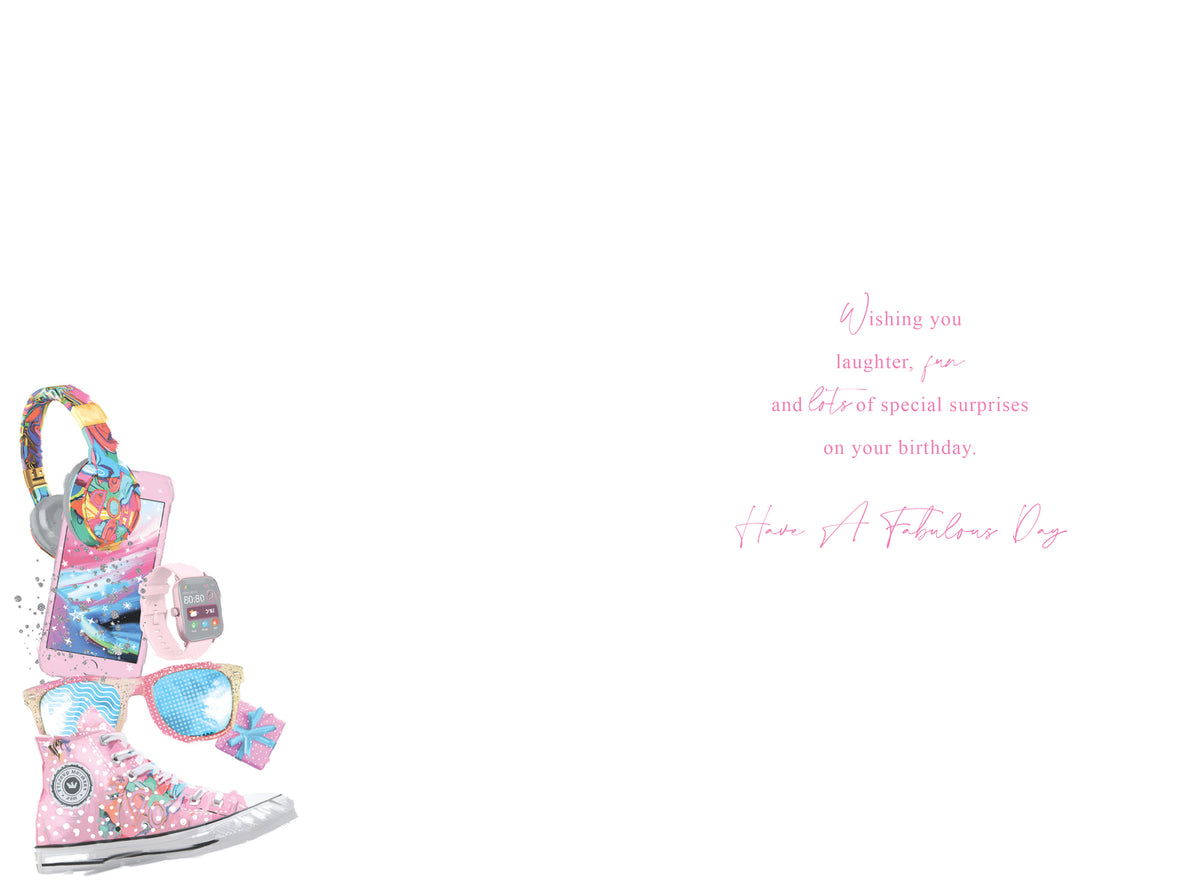 Happy 18th Birthday Card Female Foil Finish 9" x 6" Lovely Verse