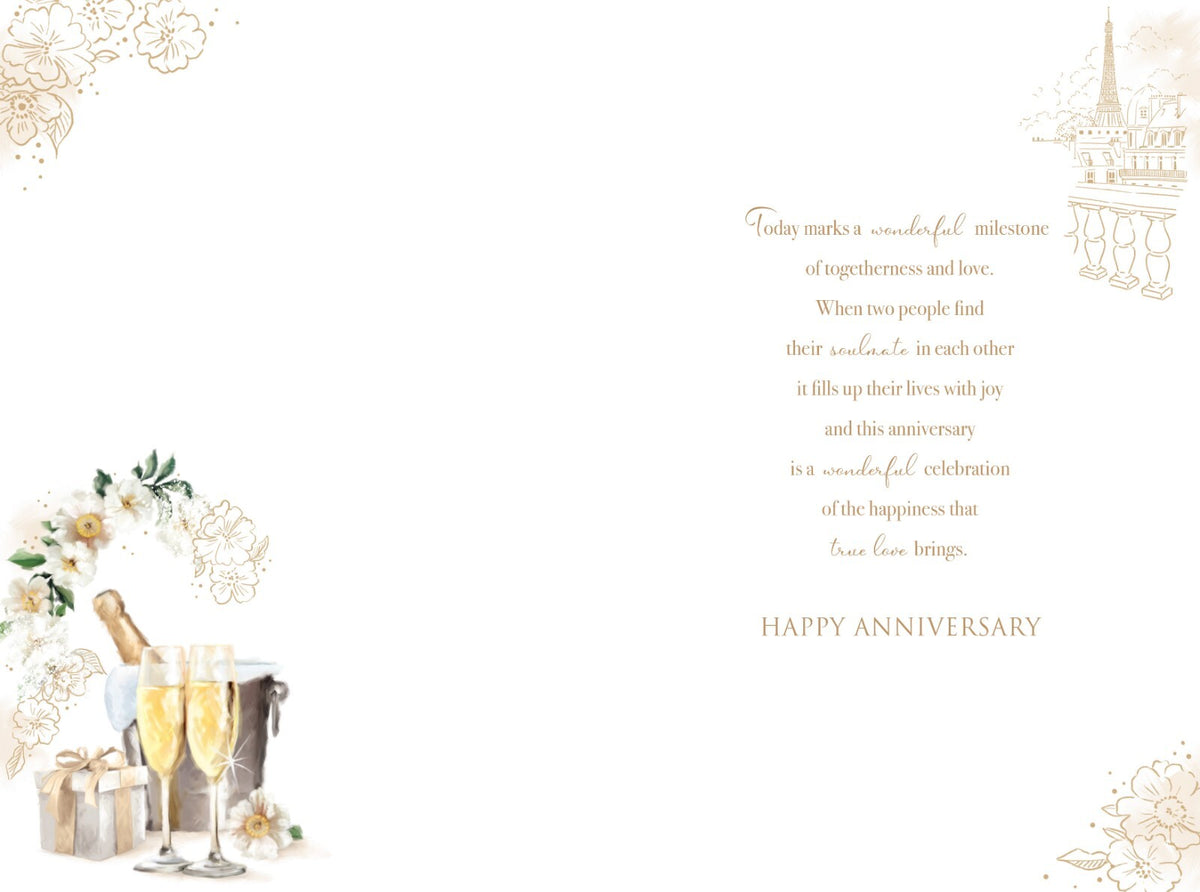 Golden 50th Anniversary Card Champagne Foil Finish Lovely Verse