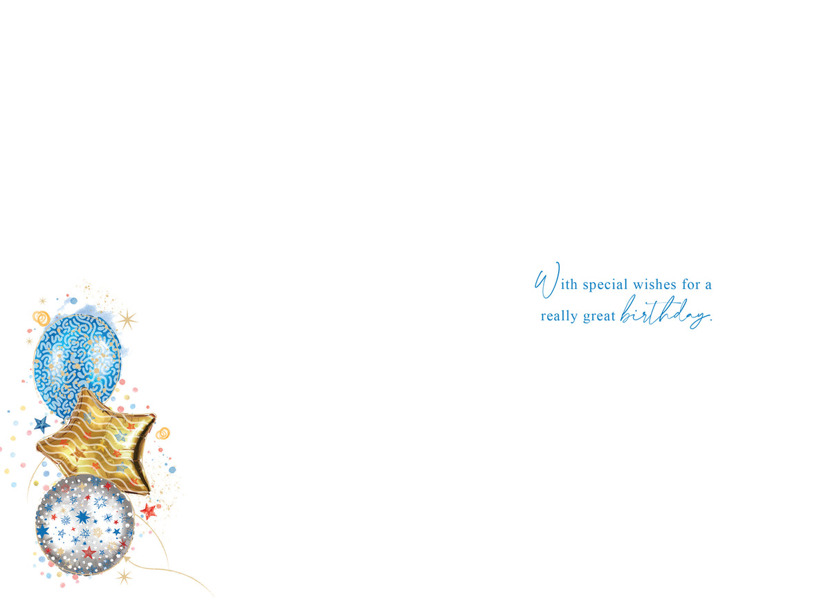 Happy 14th Birthday Card Male Foil Finish 8" x 6" Lovely Verse