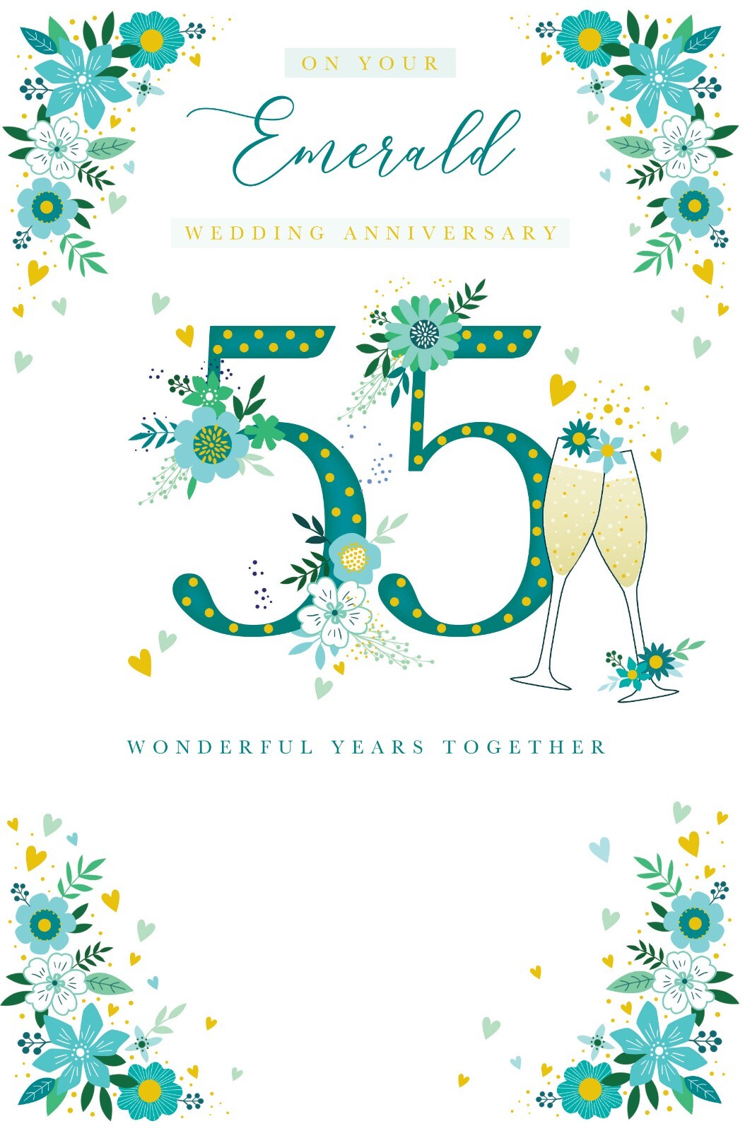 Emerald 55th Anniversary Card Champagne Foil Finish Lovely Verse