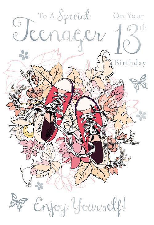 For A Special Teenager On Your 13th Birthday Trainers Design Happy Birthday Card