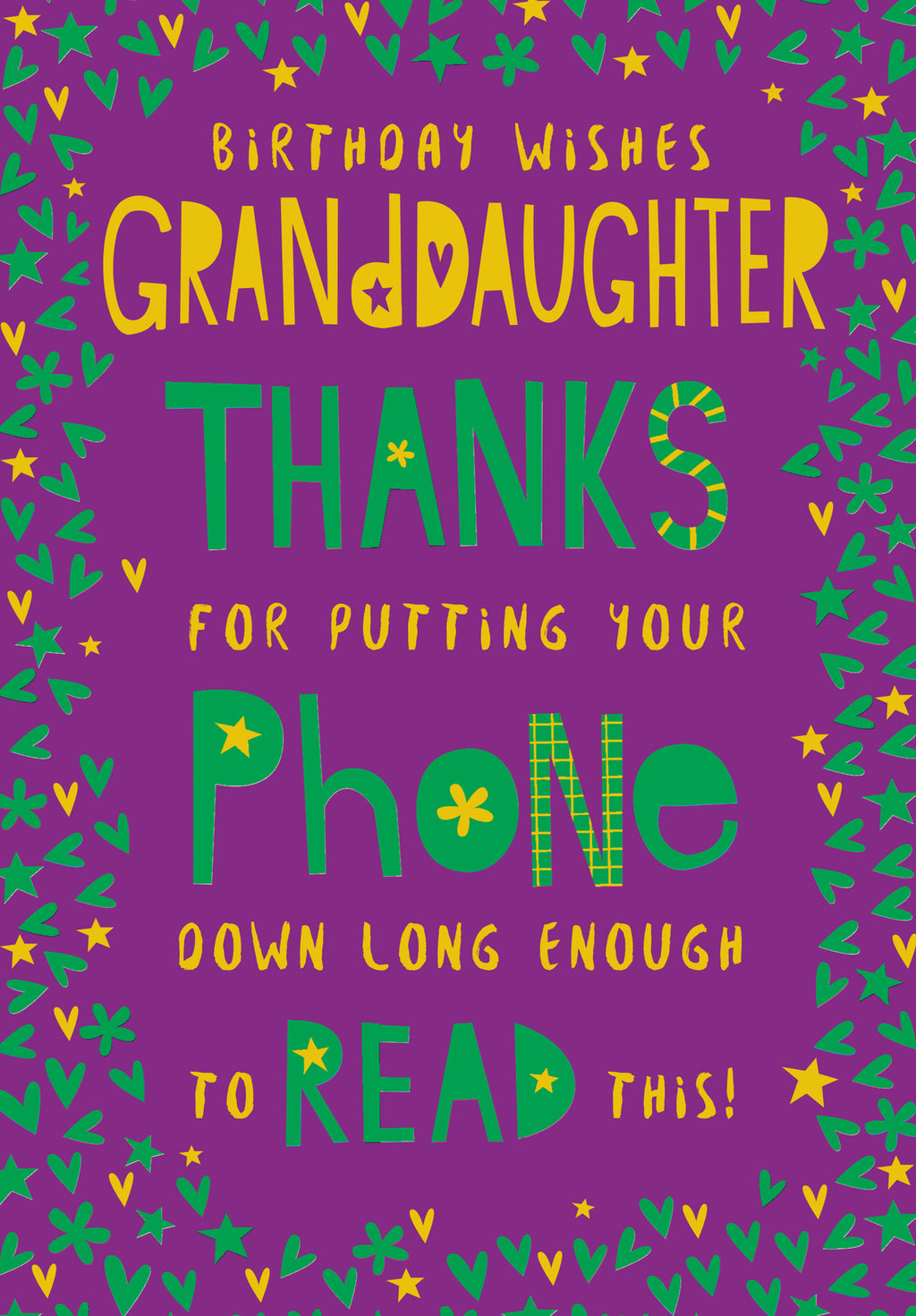 Granddaughter Happy Birthday Card Thanks For Putting Your Phone Down Long Enough