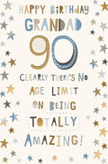 90th Birthday Card for Grandad  Star Design with Verse  15x23cm Insert