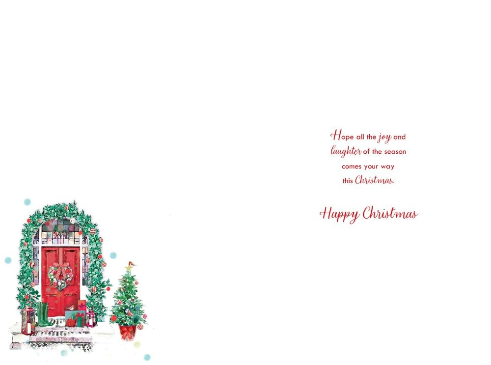 Christmas Card Special Niece & Family Large Front Door Sleigh 15x23cm