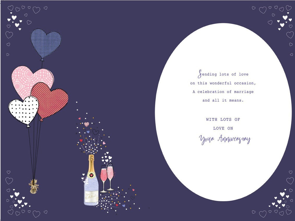 Son & Daughter In Law Happy Anniversary Heart Balloons Design Card Lovely Verse
