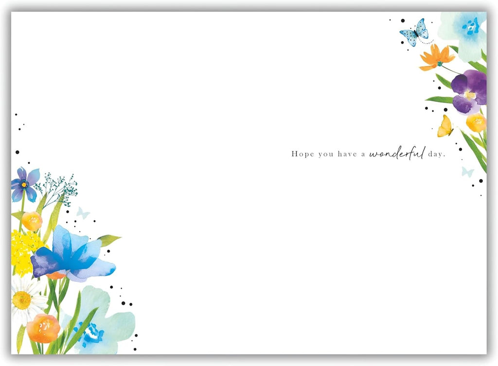 Floral Birthday Card for Her Mum Friend Sister Nan Auntie Wildflower Gold Foil