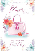 Like a Mum Birthday Card Pink Handbag Design  Sentimental Verse  15x23cm
