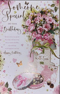 Birthday Card for Someone Special  Flowers & Chocolates  15x23cm  Insert