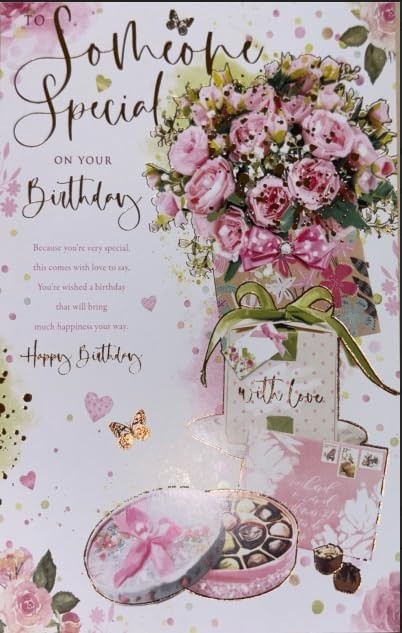 Birthday Card for Someone Special  Flowers & Chocolates  15x23cm  Insert