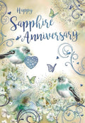 Happy Sapphire Anniversary Card - Birds & Blue Heart Design, To You Both