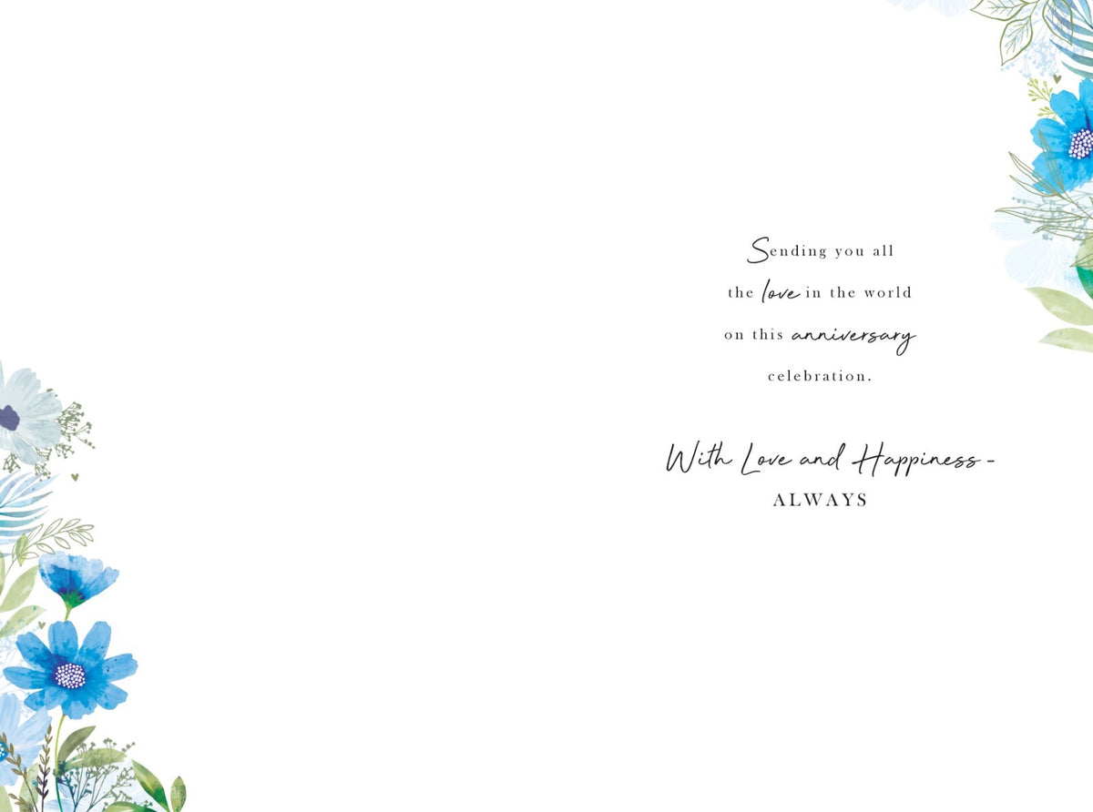 Son & Daughter in law Anniversary Card Flowers Foil Finish Lovely Verse
