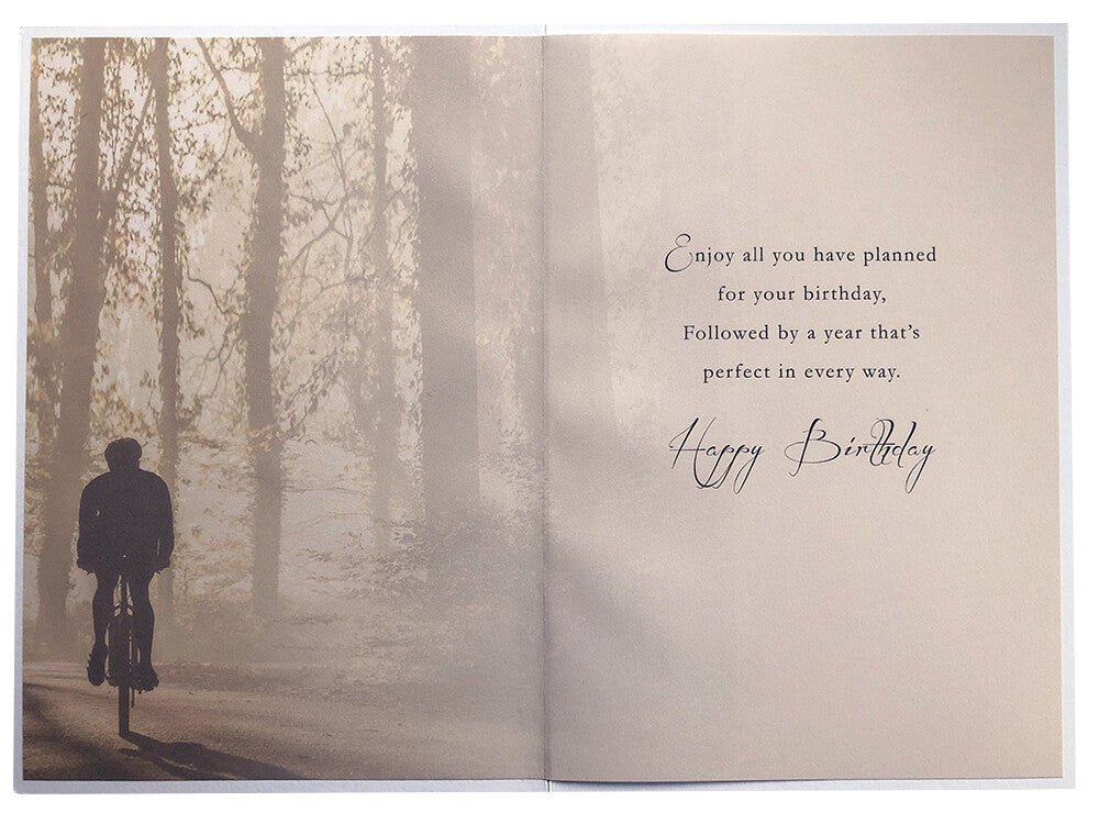 Godfather Happy Birthday Card Cycling & Trees Design Quality Lovely Verse
