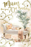 70th Mum Birthday Card 70 Chaise Lounge & Presents Design  Lovely Verse