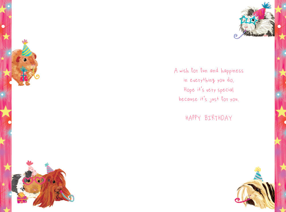 Niece 5th Birthday Card Age 5 Guinea Pigs 9" x 6" Lovely Verse
