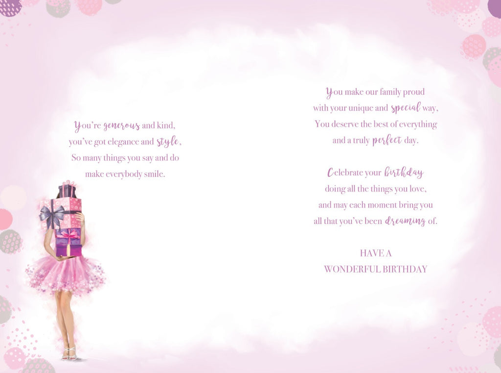 Great Granddaughter 16th Birthday Card - Pink Tutu & Gifts - Full Verse Inside