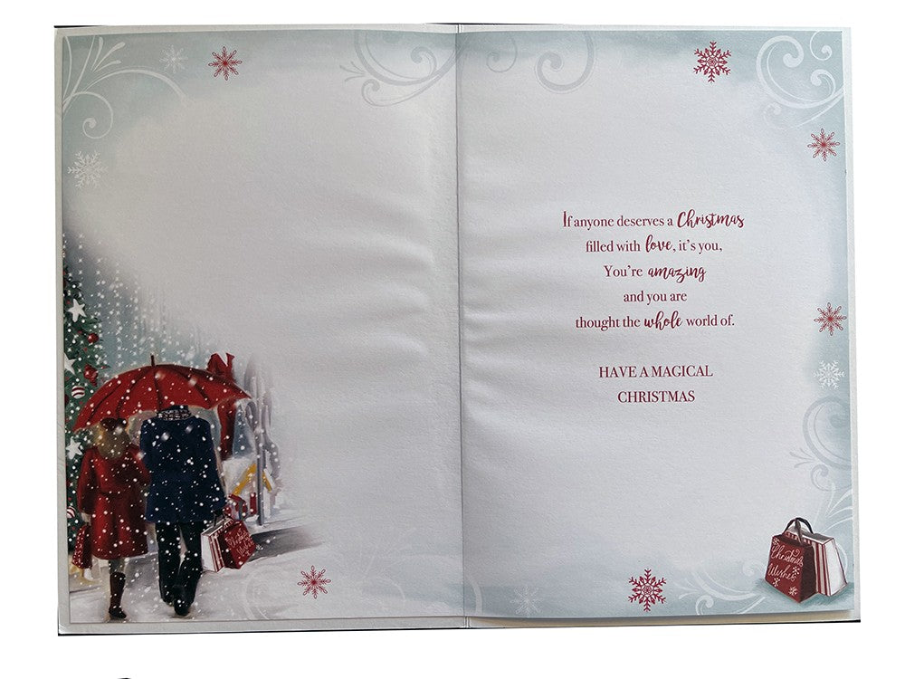 Husband Christmas Card With Love Couple Walking Snow Design Lovely Verse