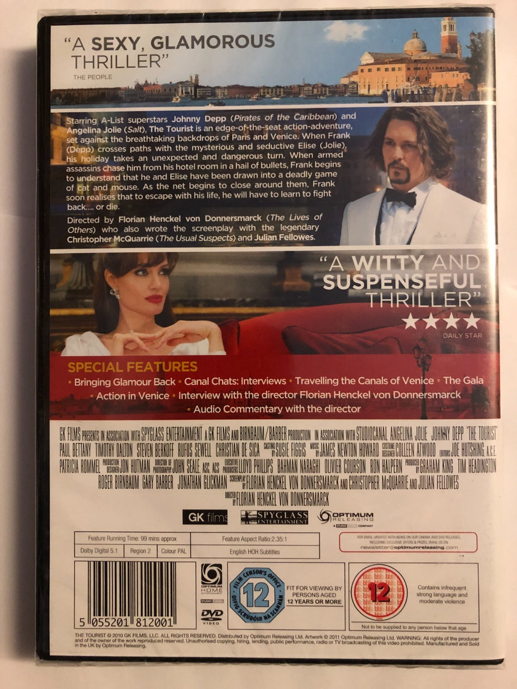 The Tourist DVD NEW (2011)  Johnny Depp Angelina Jolie New Sealed