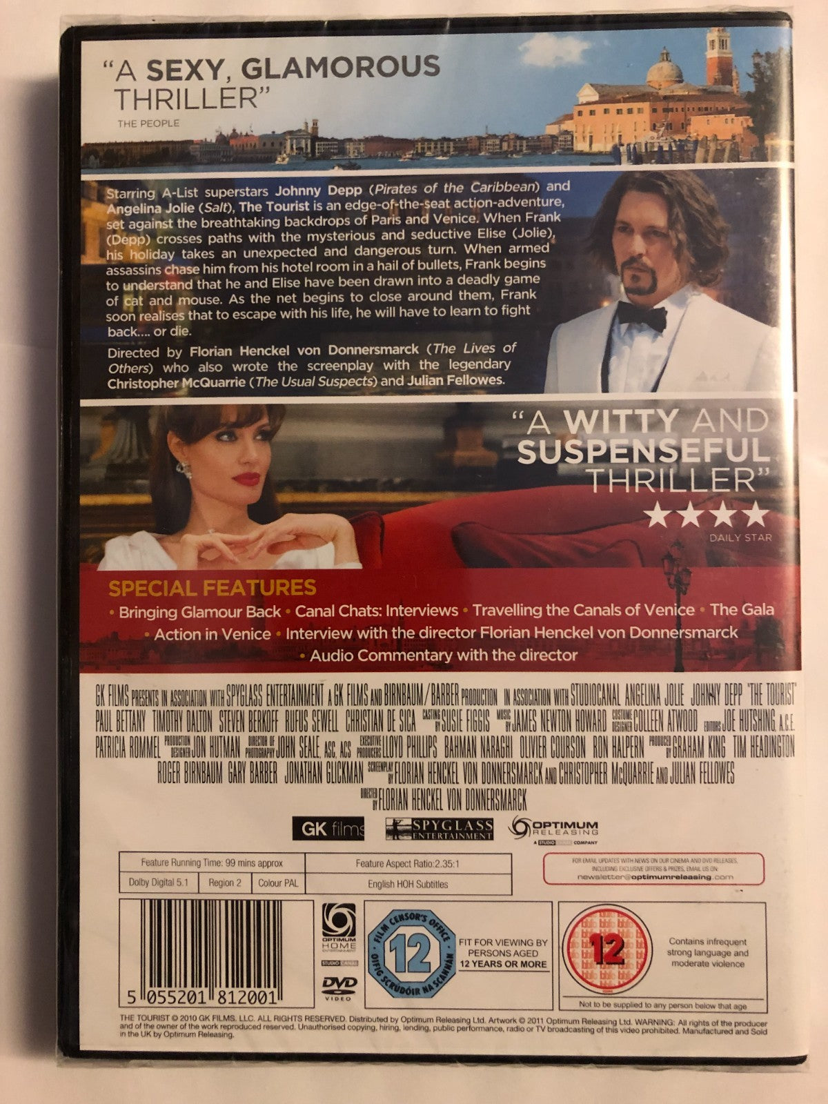 The Tourist DVD NEW (2011)  Johnny Depp Angelina Jolie New Sealed