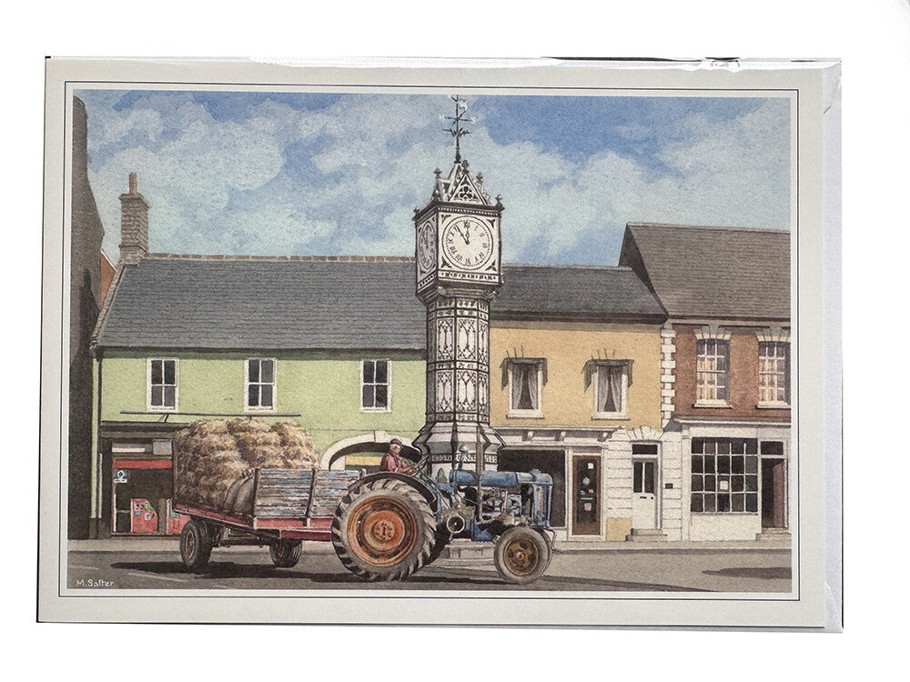 Fordson E27N Downham Market Under The Clock Tower Tractor Happy Birthday Card