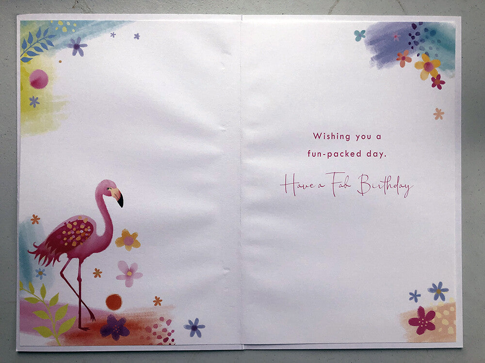 13th Happy Birthday Card Age 13 Today Bright Flamingo Female Lovely Verse