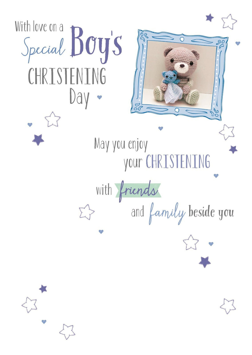 Boys Christening Day Card With Love On A Special Teddy Design Bright Modern