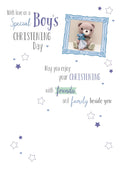 Boys Christening Day Card With Love On A Special Teddy Design Bright Modern