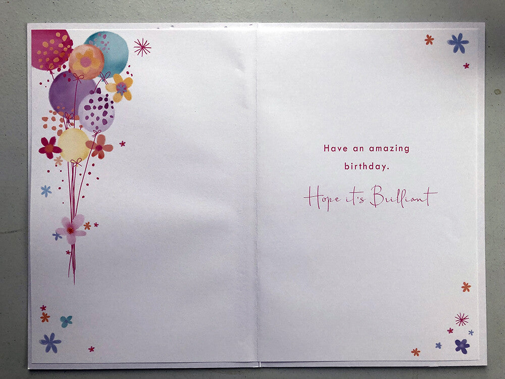 40th Happy Birthday Card Age 40 Today Bright Car & Balloons Female Lovely Verse
