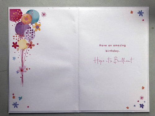 40th Happy Birthday Card Age 40 Today Bright Car & Balloons Female Lovely Verse